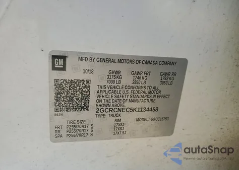 2019 Chevrolet Silverado Ld C1500 z USA, uszkodzony, nr VIN 2GCRCNEC5K1134458